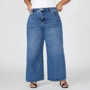 ELOQUII Women's Plus Size Yvette Rigid Wide Leg Jeans - Sz 24